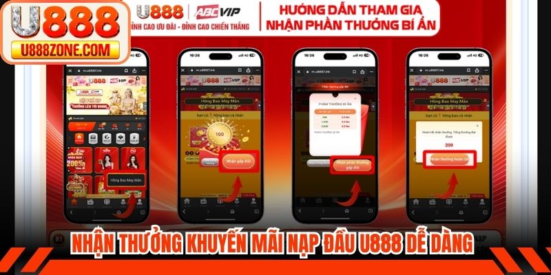 Nhận thưởng khuyến mãi nạp đầu U888 dễ dàng